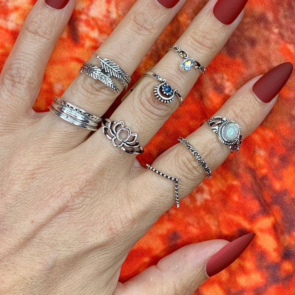 3/$10 New Boho Style Rings & Midi Rings Design Mix / Silver Tone Bundle Nwot